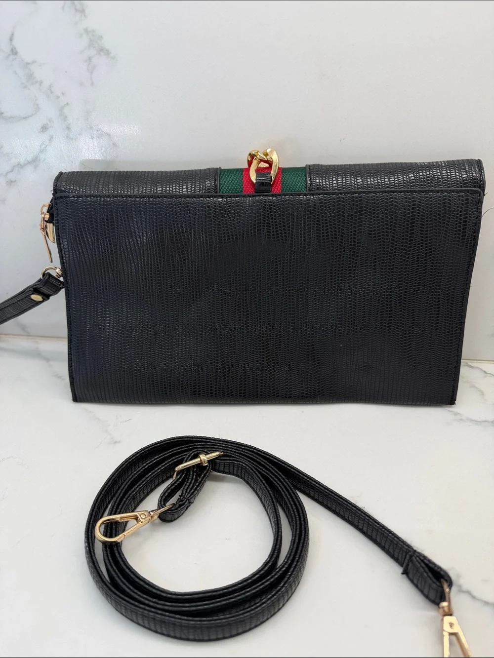 Black Chain-Accent Crossbody Clutch - Women Bags